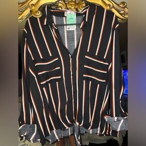 Plus long sleeve tie waist casual blouse size 2x